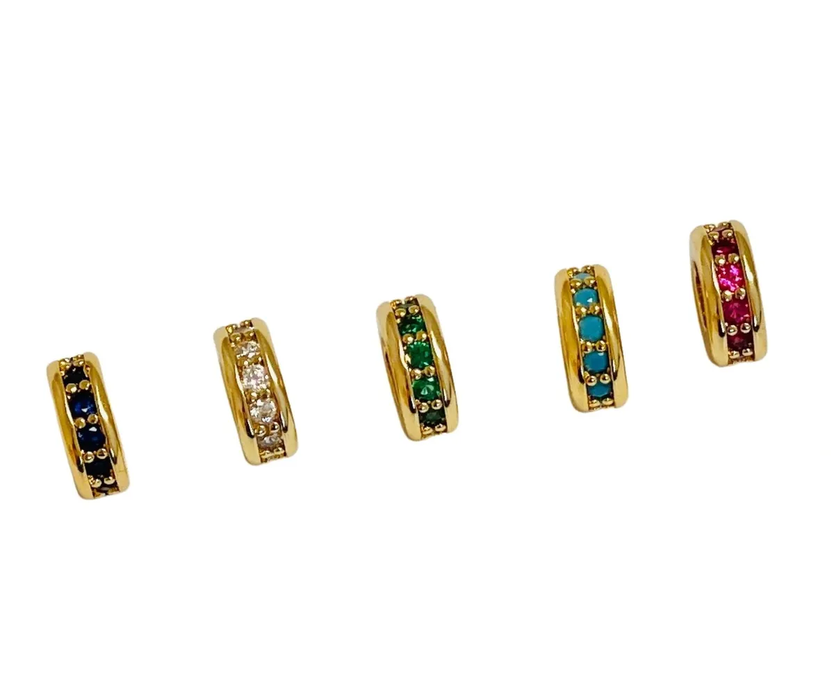 Charm Bar Pave Spacer Beads - Seven Colors - Image 5
