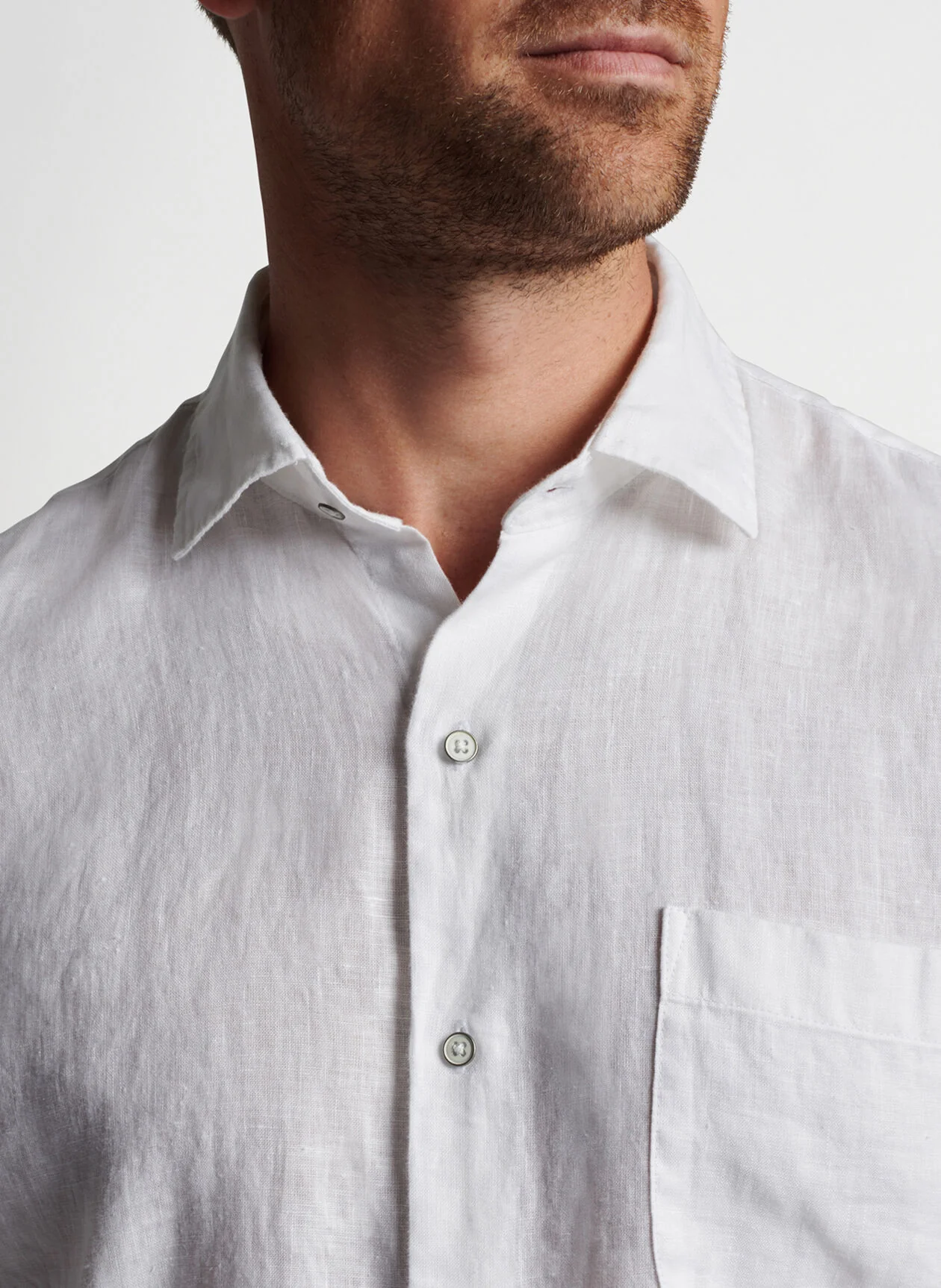 Coastal Garment Dyed Linen Sport Shirt- White - Image 5