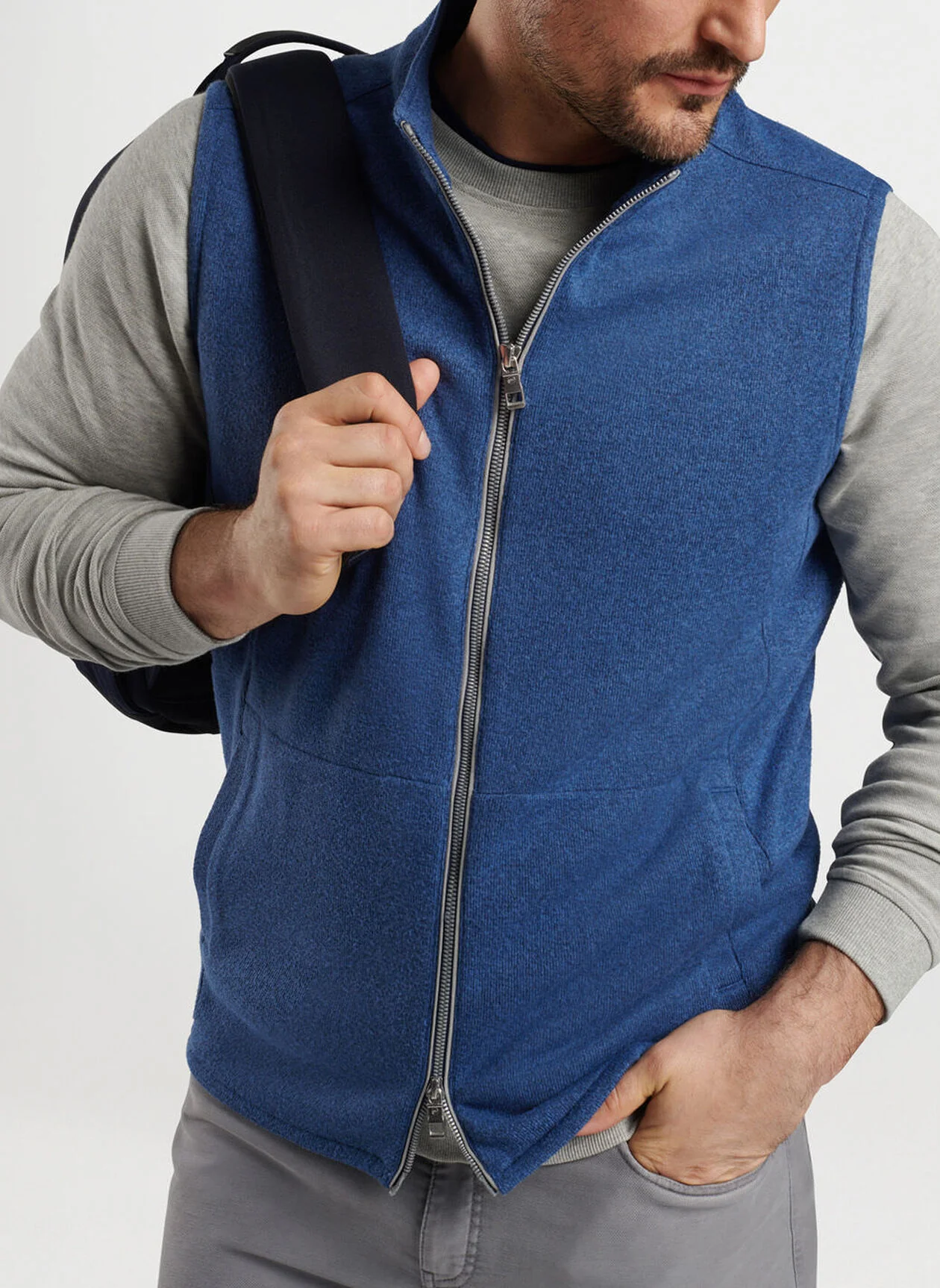 Crown Sweater Fleece Vest by Peter Millar - Ocean Blue - Image 4