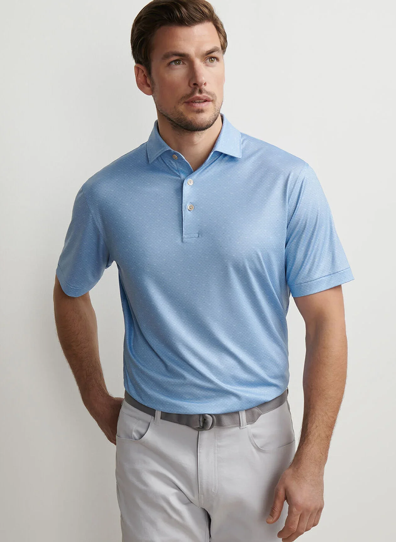 Fall Football Performance Jersey Polo by Peter Millar - Cottage Blue - Image 3