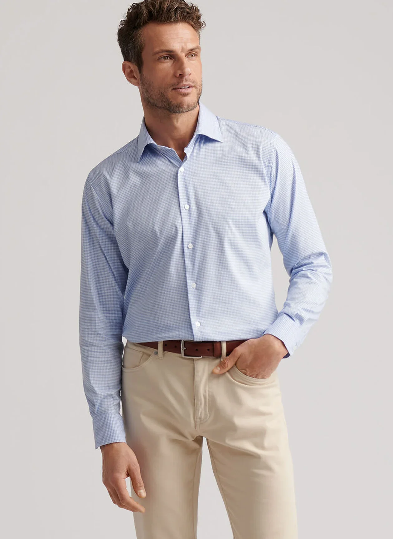 Jackson Crown Lite Cotton-Stretch Sport Shirt by Peter Millar - Ruddy Blue - Image 3