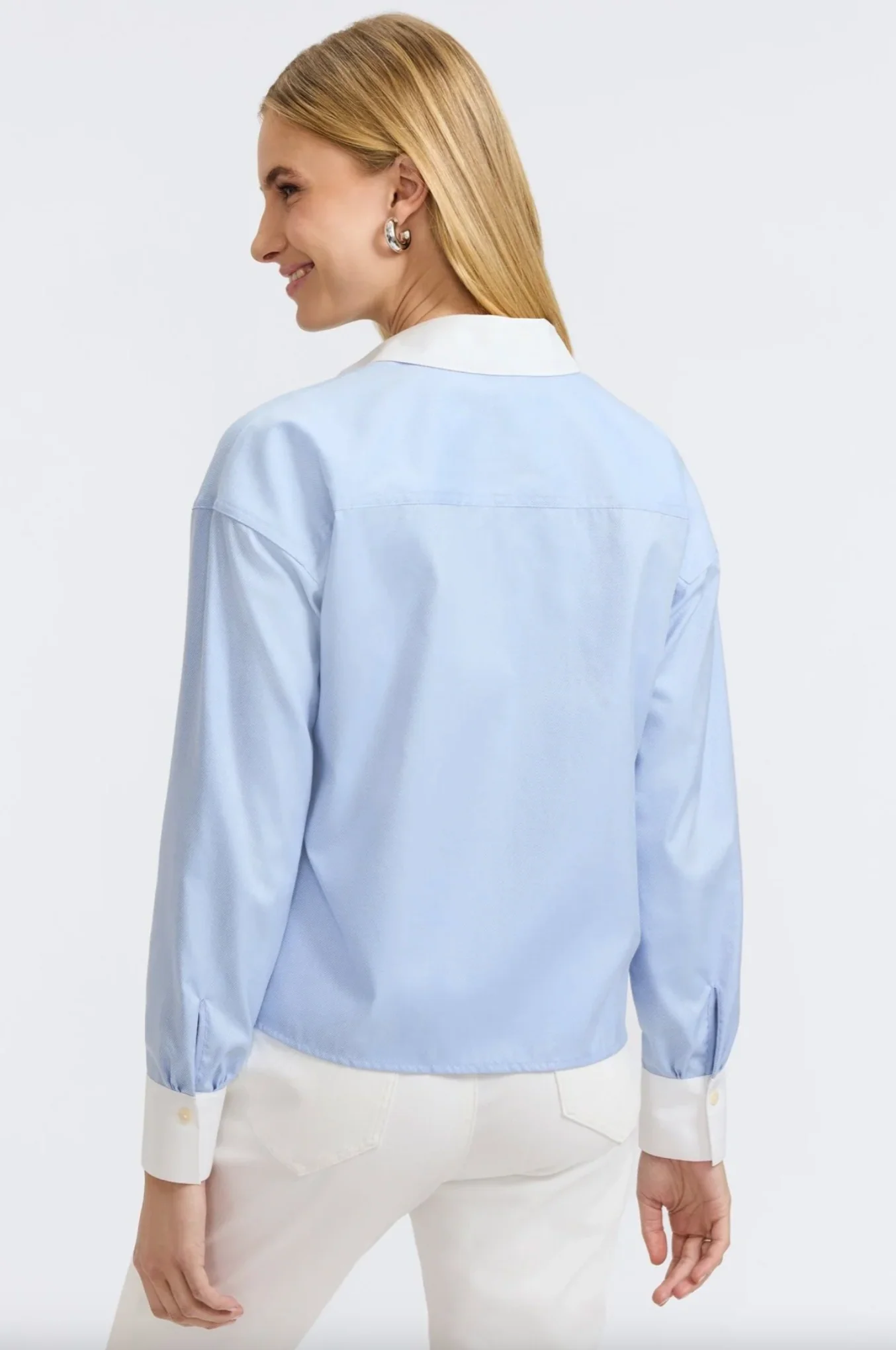 Marina Cavalry Twill Long Sleeve Shirt - Soft Blue Cavalry Twill - Image 4
