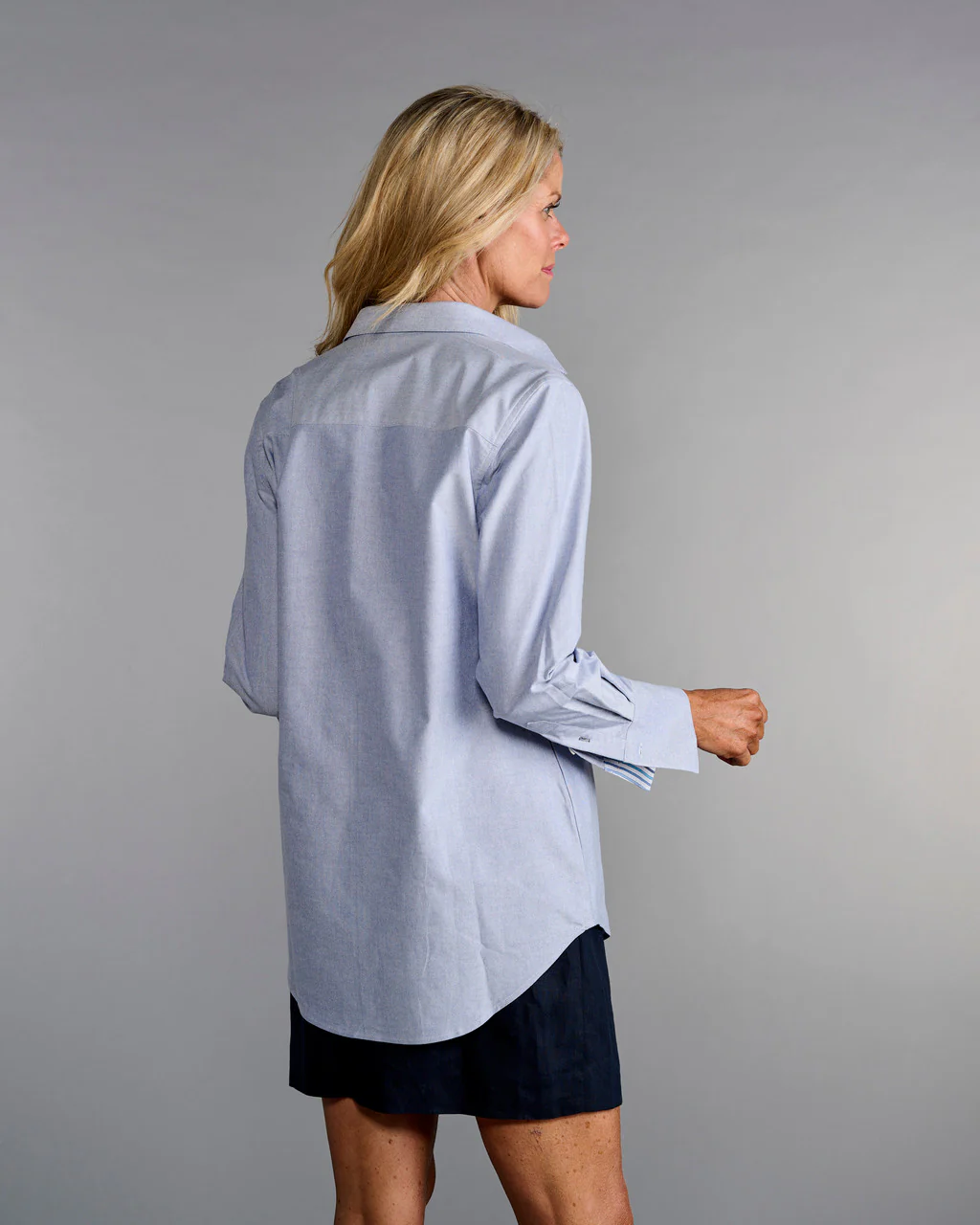 Modified Boyfriend Shirt- Cadet Blue - Image 3