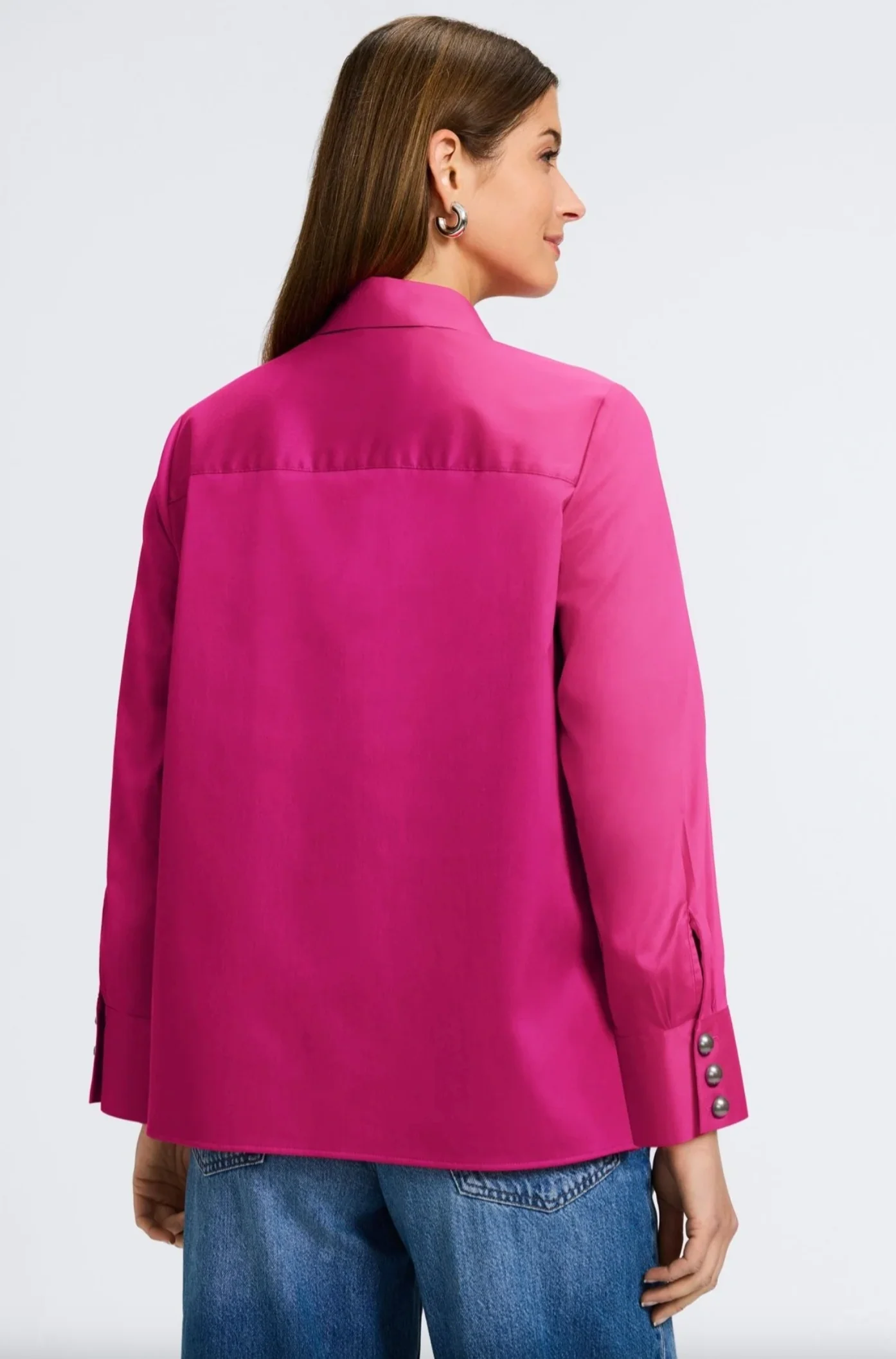 Pearl No Iron Stretch Matte Sateen Long Sleeve Shirt - Pink Tourmaline - Image 4