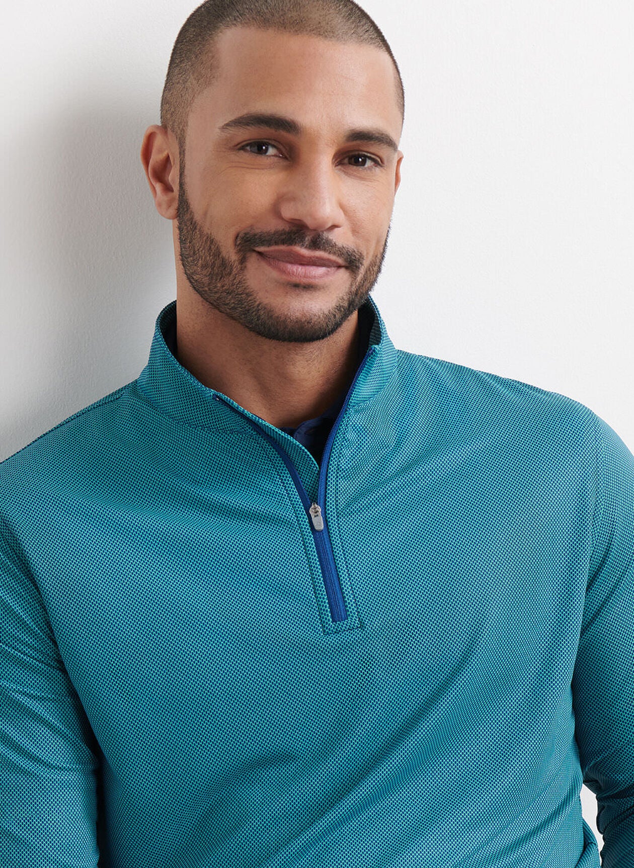 Perth Birdseye Performance Quarter-Zip by Peter Millar - Sports Navy - Image 5