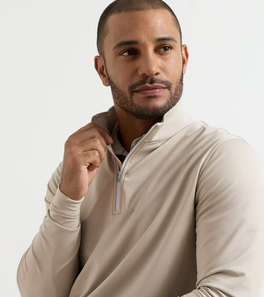 Perth Mélange Performance Quarter-Zip by Peter Millar - Biscuit - Image 5