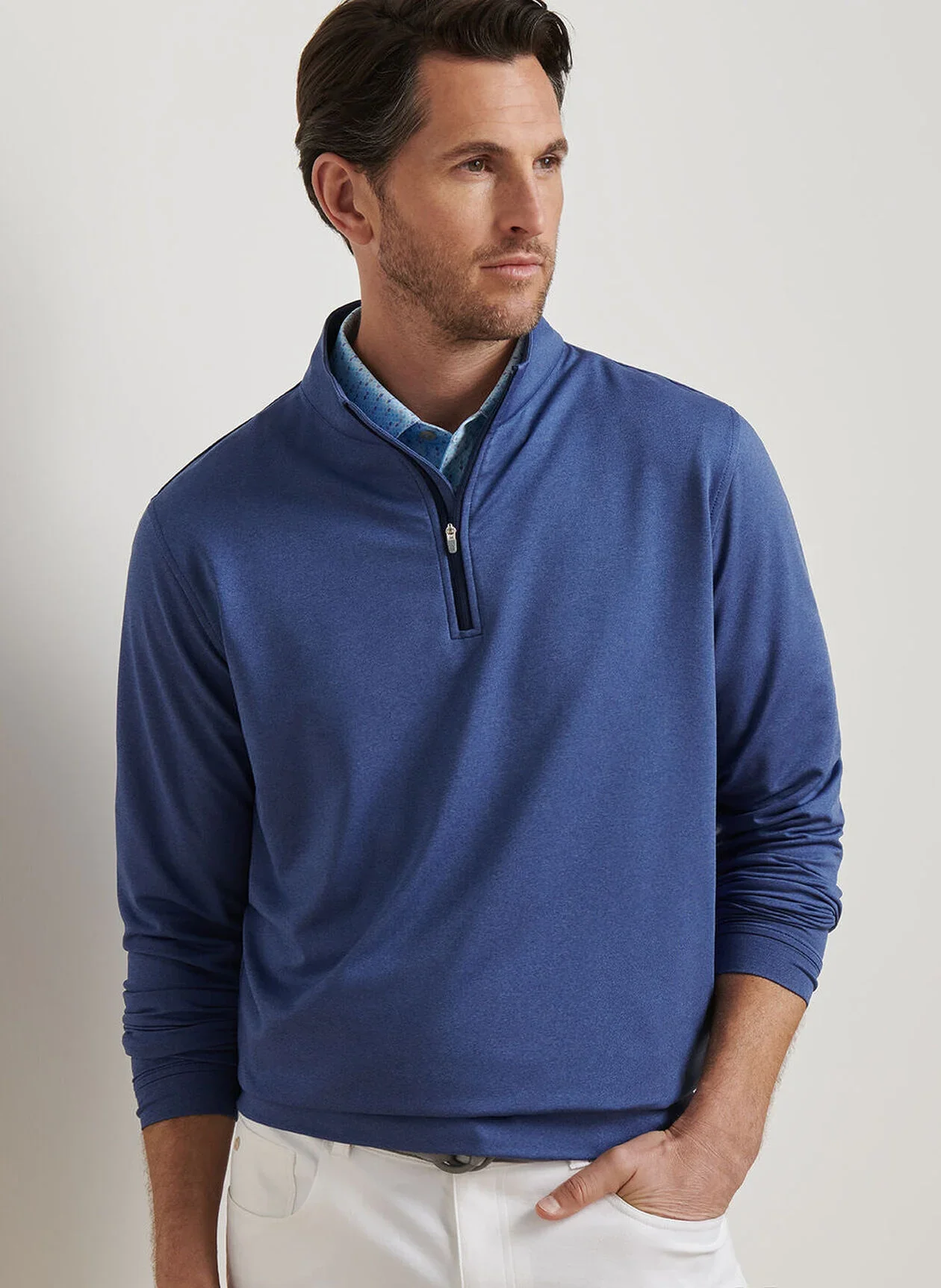 Perth Mélange Performance Quarter-Zip by Peter Millar - Sports Navy - Image 5