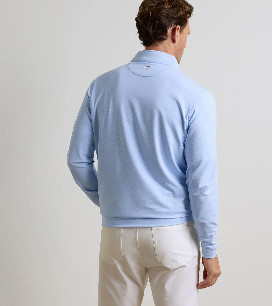 Perth Sugar Stripe Performance Quarter-Zip by Peter Millar - Cottage Blue w/ White - Image 3