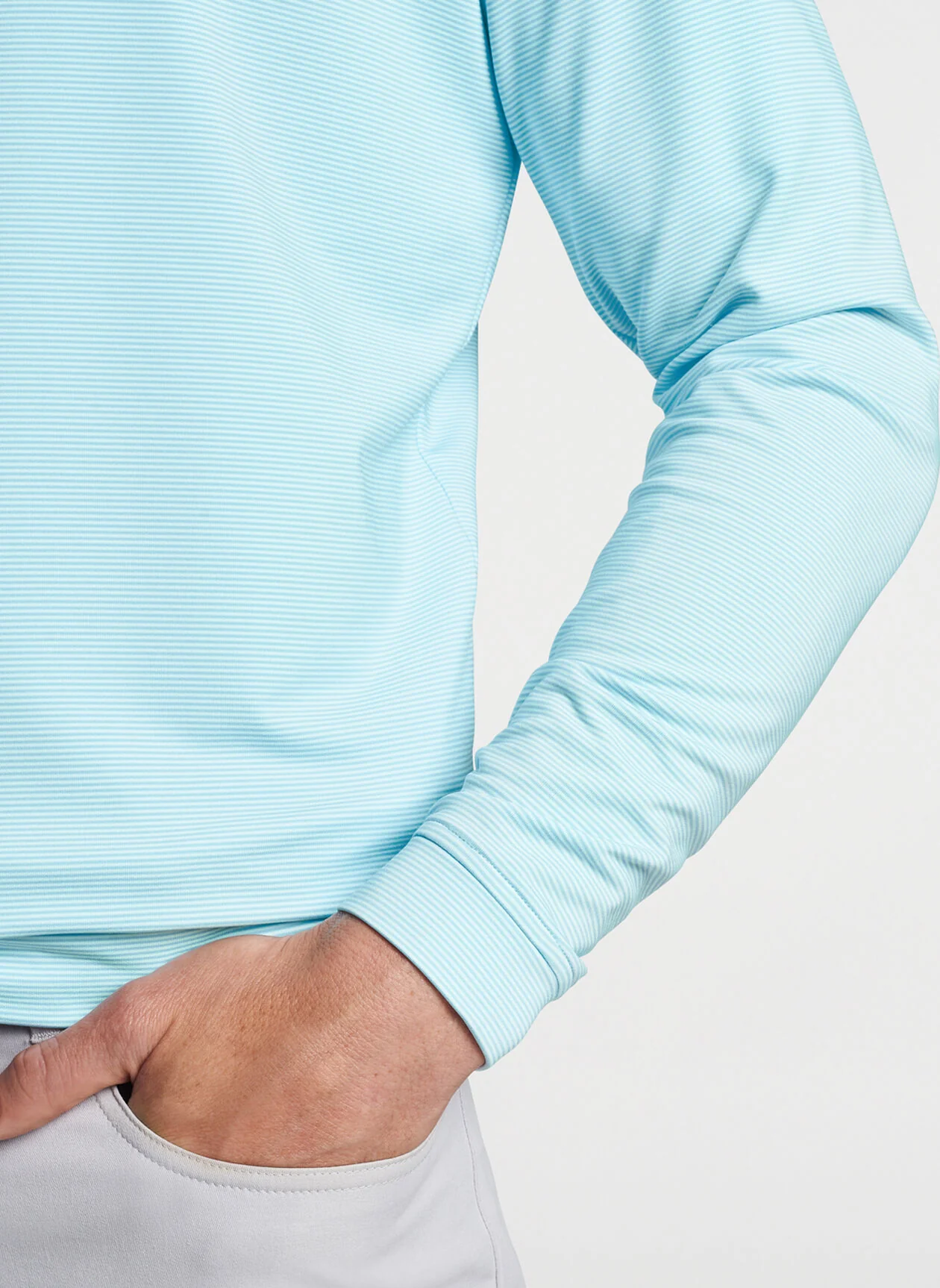 Perth Sugar Stripe Performance Quarter-Zip - Cabana Blue - Image 4