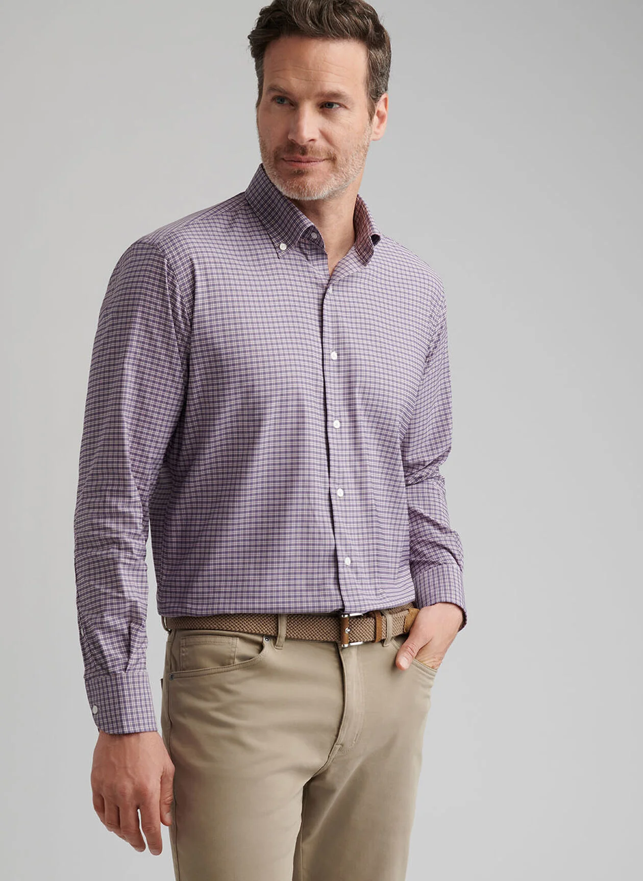 Petaluma Performance Twill Sport Shirt by Peter Millar - Parisian Fig - Image 3