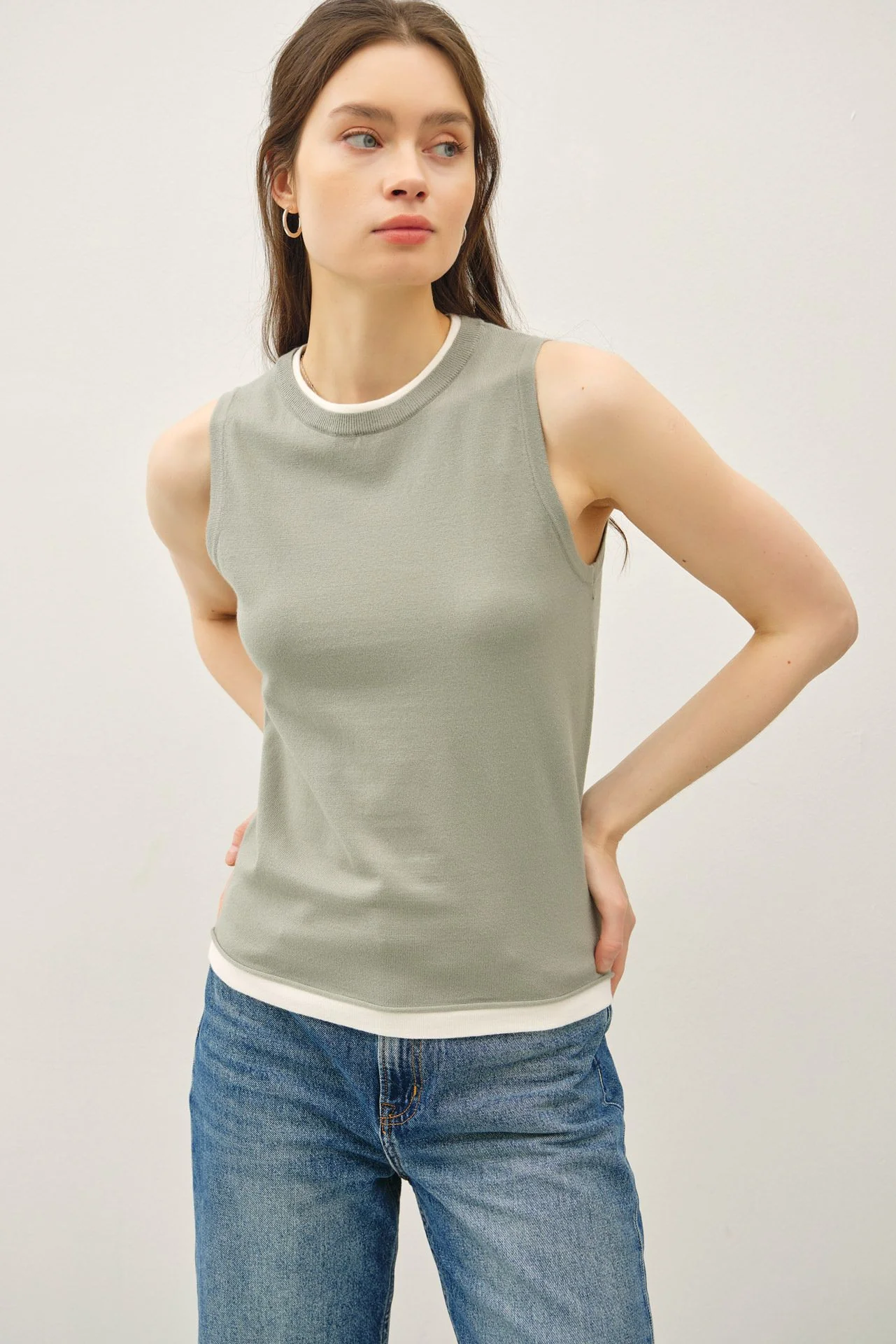 The Kelly Faux Layered Sweater Tank - Three Colors - Image 9